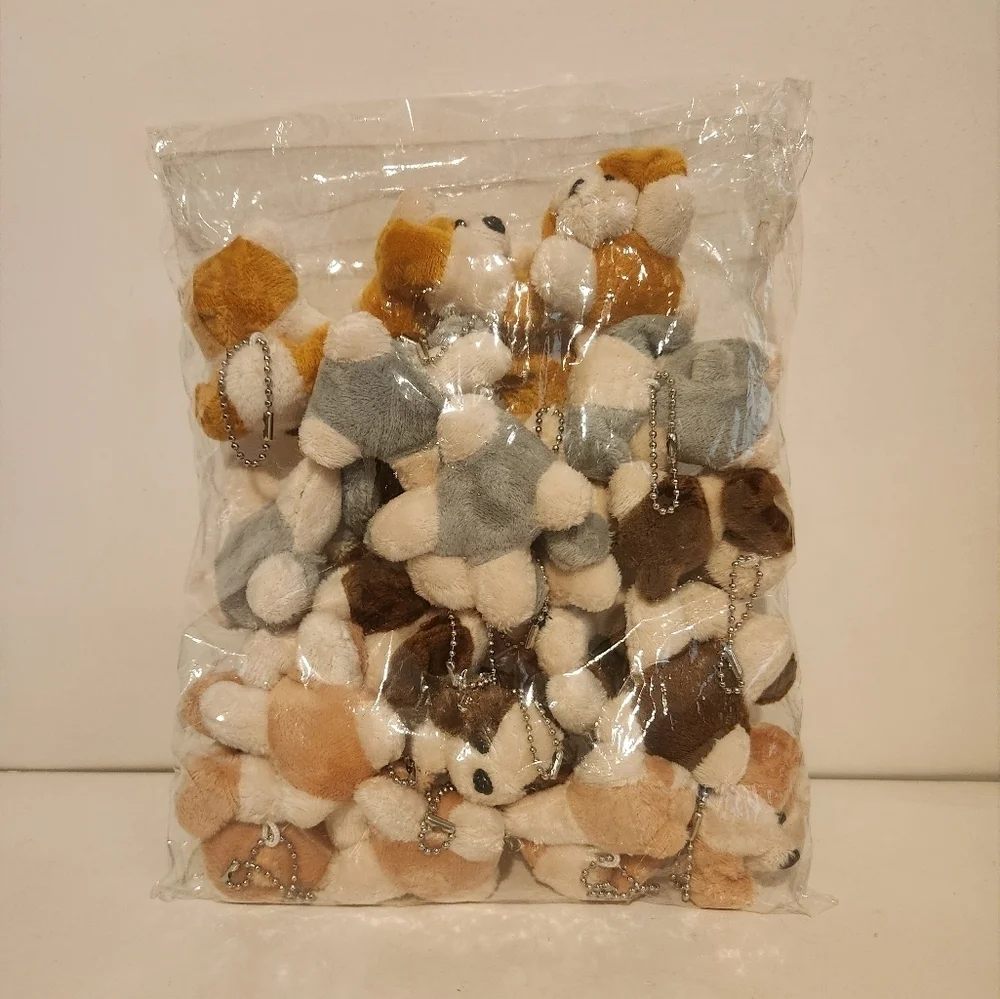 Brand New 20 Piece Bag Plush Dog Keychain/Bag Charms